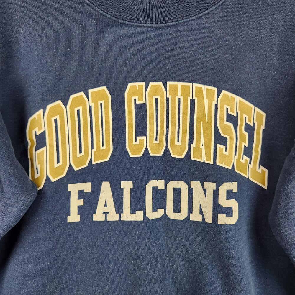 Vintage Good Counsel Falcons Sweatshirt Mens Small Blue Crewneck Football Fleece